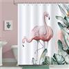 Bonhause Tenda Doccia Fenicottero Rosa Foglie Tropicali Tende per Doccia in Poliestere Impermeabile Antimuffa Lavabile Tende Bagno 180 x 180 cm con 12 Ganci