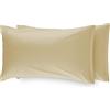 BIANCHERIAWEB Coppia Federe Cuscino Guanciale Letto in Microfibra No Stiro in Tinta Unita Federe Cream
