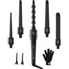 Ohuhu Ferro Arricciacapelli 5 in 1, Ohuhu Ondulatore Modellatore Ceramica Multifunzionale, Temperatura Regolabile Riscaldamento Rapido PTC, Per Tutti i Tipi di Capelli, con Guanto e Punta Anti-Scottatura