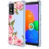 Topme Custodia per Telefono per TCL 403 (6 Inches), Cover per Cellulare con Motivo Verniciato Trasparente in Morbido Silicone TPU - Fiori 3