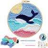JSRQT Punch Needle Kit Balena Kit di Ricamo per Aghi da Punzonatura Strumento di Ricamo per Principianti Bambini Adulti Ricamo Starter Kit con Penna a Punzone Kit per Ricamo a Punto Croce Mestiere