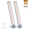 MERTTURM Luce Armadio 188 LED con Sensore di Movimento, 35cm 3000mAh Ricaricabile Luce LED Sottopensile, Luci Notturna Dimmerabile con 3 Colori chiari, Lampada Armadio per Cucina/Scale/Corridoio, 2 PZ