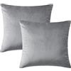 Hafaa Federe per cuscini in velluto, confezione da 2, color argento, decorative, quadrate, per divano, camera da letto, con cerniera invisibile, 45 x 45 cm