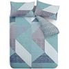 Catherine Lansfield Larsson Geo - Set copripiumino per letto matrimoniale, colore: ottanio