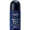 NIVEA MEN Deep Deodorante Roll-on 6 x 50 ml, Deodorante uomo arricchito con Carbone Attivo per fino a 72h di protezione, Deodorante roll on antitraspirante dalla profumazione legnosa
