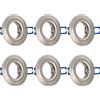 URing Faretto Incasso Cartongesso GU10 Alluminio Nichel, Cornice Faretti led da incasso per cartongesso Rotondo Portafaretto incl. Portalampada GU10 per lampade LED e Alogeno, Foro ø65mm, Set da 6