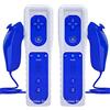 TechKen Controller e Nunchuck, Joystick di Gioco Remoti sena fili per Wii e Wii U (2 Blu Scuro)