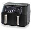 Lacor - 69508 - Friggitrice senza olio DuploAir, Friggitrice ad aria con touch screen, doppio cestello, 11 programmi, funzione disidratata, ECO antiaderente, 9L, 2400W