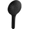 Cornat Noir TECB3429 - Soffione doccia a mano per vasca da bagno, diametro 125 mm, 3 tipi, getto normale e spray, anticalcare e risparmio idrico, colore: Nero opaco