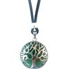 ASTER ALHELÍ - Ciondolo dell'Albero della Vita Donna Uomo Placcato Argento Zamak - Collana di Pietre Naturali Colori Amuleto di Protezione - Ideale per un Regalo (Avventurina)