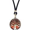 ASTER ALHELÍ - Ciondolo dell'Albero della Vita Donna Uomo Placcato Argento Zamak - Collana di Pietre Naturali Colori Amuleto di Protezione - Ideale per un Regalo (Diaspro)