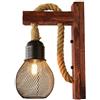 EmyTock Wood Retro Industry Lampada da parete in legno con paralume (lampadina a vite E27 60W inclusa)