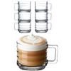 GOSOYO Tazzine Caffe Vetro Set di 6, Bicchieri da Tè e Caffè con Manico, Tazze Vetro Cappuccino, Bicchieri Impilabili Moderni con Manico (250cc/8.5oz)