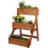 dobar® Scala per Piante a Tre Livelli, per Esterni, in Legno massello, per Balcone e Giardino, aiuola con 3 fioriere, Resistente alle intemperie, per Esterni, 60 x 70 x 90 cm, Marrone