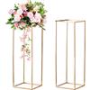 Sziqiqi Centrotavola per Matrimonio in Oro Vasi in Metallo - 80cm Espositori per Composizioni Floreali Vaso da Terra per Supporto per Fiori Centrotavola Rettangolari per Matrimoni Feste Fidanzamento