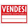 Printix.it PRINTIX Cartello Vendesi In Polipropilene (PP) Di Spessore 1mm Stampato Con Tecnologia UV Resistente Alle Intemperie Visibilità A Distanza 25cm X 35cm (Vendesi Terreno Edificabile)