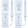 TechKen 2 Pezzi Telecomando per Wii, TechKen Telecomandi di Gioco Compatibili con Wii Telecomando di Ricambio con Silicone e Cinturino da Polso (Bianco)
