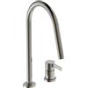 Ideal Standard - Gusto Miscelatore cucina a 2 fori, Bocca alta tonda, con cartuccia FirmaFlow, bocca girevole a 360°, Collegamento a vite dal basso, Silver Storm