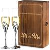 Nuptio Regalo Matrimonio Bicchieri Champagne: Set di 2 Calici Prosecco - 25 Anni Matrimonio Regali - Argento Flute Vetro