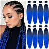 ACUTEBAO Pre-stretched Braiding Hair Professional Easy Crochet Braid Hair 26 Inch 8 Packs Hot Water Setting Soft Synthetic Braiding Hair Extension for Twist Senegalese Crochet Hair (26 inch, 1B/blue)