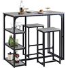SoBuy Set 3 Pezzi Tavolo con 2 sgabelli, Set di mobili da Balcone, Tavolo alto con 3 ripiani Grigio OGT43-HG