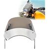 DREAMIZER Parabrezza moto universale, parabrezza moto retrò compatibile con 5-7 Fari Rotondi, Parabrezza e Deflettori per Bobber Cafe Racer Chopper Cruiser (Fumè)