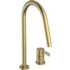 Ideal Standard - Gusto Miscelatore cucina a 2 fori, Bocca alta tonda, con cartuccia FirmaFlow, bocca girevole a 360°, Collegamento a vite dal basso, Brushed Gold