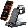 SwanScout Caricatore Wireless per iPhone, 3 in 1 Stazione Ricarica per iPhone 17/Air/16/15/14/13/12/11 Serie, per Apple Watch 11/10/9/8/7/6/5 and Air Pods, SwanScout 703A (Nessun Adattatore)