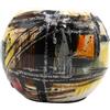 Dekohelden24 Portacandele in ceramica con motivo astratto, nero/marrone/argento, dimensioni: 7 x 7 cm