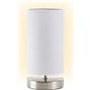 Brilliant Clarie - Lampada da tavolo con paralume in tessuto, 1x E14, max 40 W, in ferro e tessuto moderno bianco, metallo