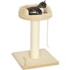 PawHut Albero Tiragraffi per Gatti con Lettino e Pallina in Peluche e Palo in Sisal 55x55x83cm Beige|Aosom