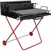 Dmora - Barbecue a legna su ruote, Made in Italy, colore Nero e rosso, cm 110 x 80 x h104