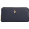 Tommy Hilfiger Donna Portafoglio Emblem Large con Zip, Blu (Space Blue), Taglia Unica