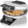 Cloer 181 Piastra per Waffle, 930 W, dimensione di cialda 16 cm, piastre di cottura pesanti, segnale acustico e spia di cottura, corpo in metallo verniciato bianco