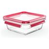 EMSA N10414, Clip&Close - Vetro Quadrato in Polipropilene, igienico e inodore, 100% Privo di BPA, Adatto al congelatore e al microonde, Lavabile in lavastoviglie, Rosso
