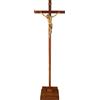 Croce astile in legno con Cristo bronzato - dimensioni 183x47 cm