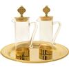 Servizio ampolline in vetro e ottone dorato liscio Ravenna