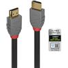 Lindy - Cavo HDMI 2.1 Anthra Line 1 Metro, Cavetto High Speed 10k@120Hz 3D 1080p HDCP 2.3 144Hz HDR Certificato ARC, CEC, ATC | Compatibile con TV, Monitor, Xbox, PS5, Blu-ray, Soundbar con Ethernet