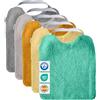 MIMUSELINA Set di 5 Bavaglini Neonato Impermeabili BLW in Spugna | Cotone Premium Oeko-Tex | Set Pappa Svezzamento Neonati | Grandi Bavaglini Asilo con Elastico al Collo | Realizzati a mano Spagna