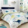 Bedlam Dino-Glow in The Dark, multicolore, set copripiumino matrimoniale