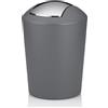 kela cestino per cosmetici grigio 1,7 l, mini cestino da bagno con coperchio a molla, plastica, MARTA, piccolo cestino da tavolo grigio opaco