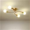 NIUNIAJ Lampadario Soggiorno Industriale,4 Luci Plafoniera Soffitto Vintage E27,Lampada da Soffitto Oro,Plafoniera Sputnik Vintage per Camera da Letto, Soggiorno, Cucina.Diametro 60CM(Senza Lampadina)