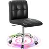 OUTMASTER Sedia da ufficio sedia girevole con ruote - Sedia da scrivania regolabile in altezza a 360°, in PU con schienale, per parrucchiere, ufficio, casa, senza braccioli (nero)