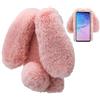 LCHDA Cover per Samsung Galaxy S23 Ultra 5G,Carino Orecchie da Coniglio 3D Morbide Palle di Pelo Pelose Pelliccia Sintetica Peluche Soffice Flessibile TPU Paraurti Custodia Protettiva - Rosa