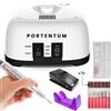 PORTENTUM Kit per manicure e pedicure elettrico a 16 elementi, nail drill ad alte prestazioni, ideale per salone e uso domestico, adatto per mancini e destrorsi