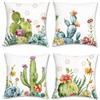 Bonhause Federe per Cuscini Cactus Tropicale 45 x 45 cm Copricuscini Decorativi Fiore Foglie Piante Succulente Velluto Morbido Estate Federa per Cuscino Divano Casa Patio Giardino Decorazione Set di 4