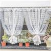 Yaland Visillo con design a punta, delicata tenda traslucida per cucina, stile rustico, 1 pezzo, bianco, 130 x 130 cm (larghezza x altezza)