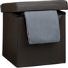 Relaxdays Sgabello, Coperchio, Pouf Contenitore, Poggiapiedi, in finta pelle, H x L x P: 38 x 38 x 38 cm ca. Marrone, Acrilico, 1 pz