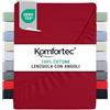Komfortec Lenzuolo con angoli elasticizzati, 160 x 200 cm, 100% cotone, Rosso