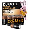 DURACELL CR123 (confezione da 10) al litio ad alta potenza da 3 V (CR123A / CR17345) - Lunga durata garantita - Pile per l'utilizzo in telecamere, torce, rilevatori di fumo